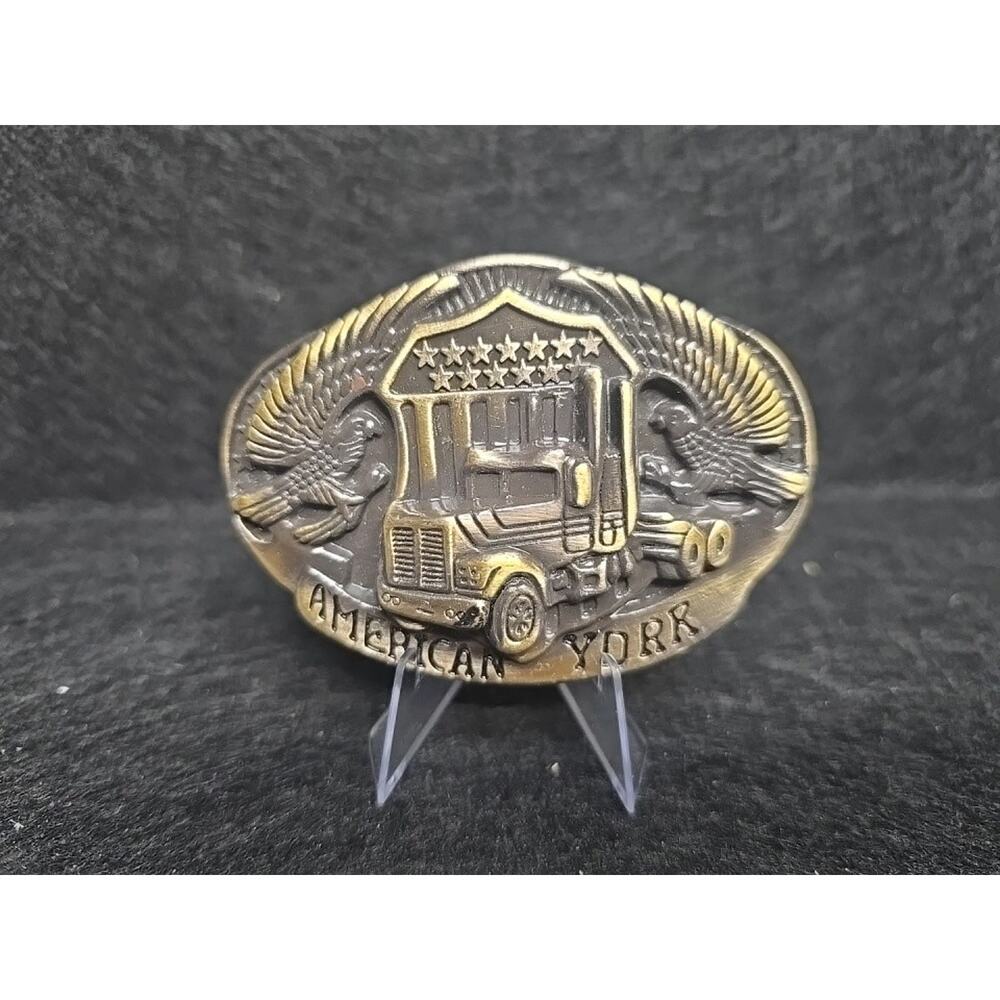 American Trucker Unique Belt Buckle American York Trucker Bronze Tone